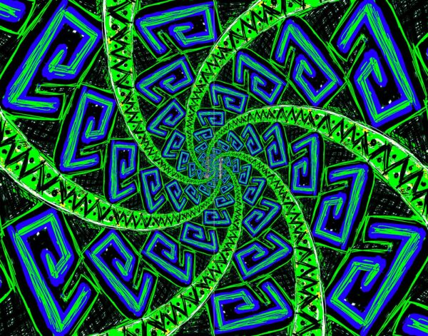 Par de Swing Flags - MAORI VORTEX GREEN & BLUE - Image 3